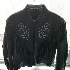 Leather Fridge jacket with Rose